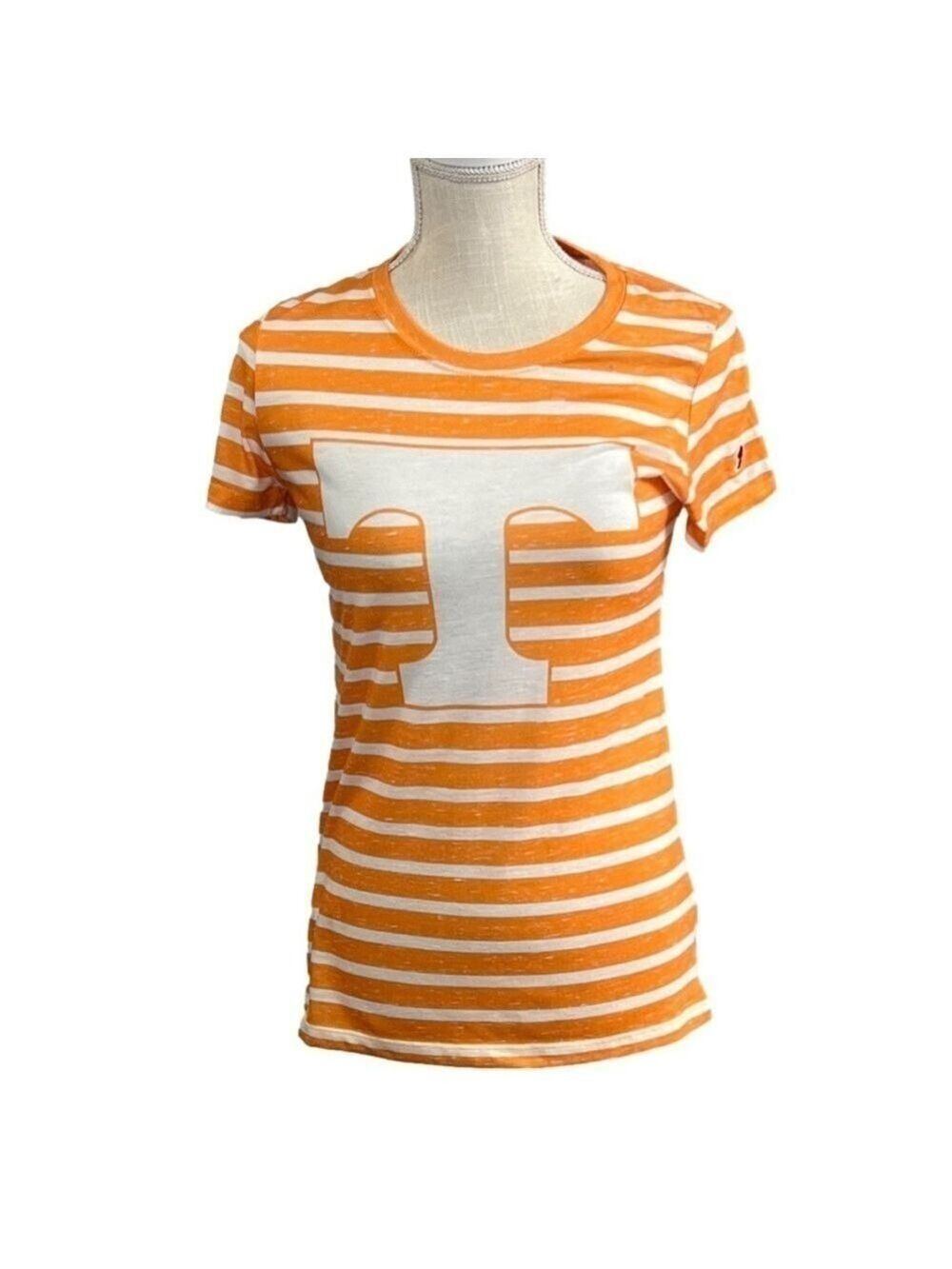 Women's Orange & White Striped Power T University of Tennessee shirt. Size M